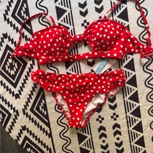 Cupshe Red Polka Dot Bikini Set